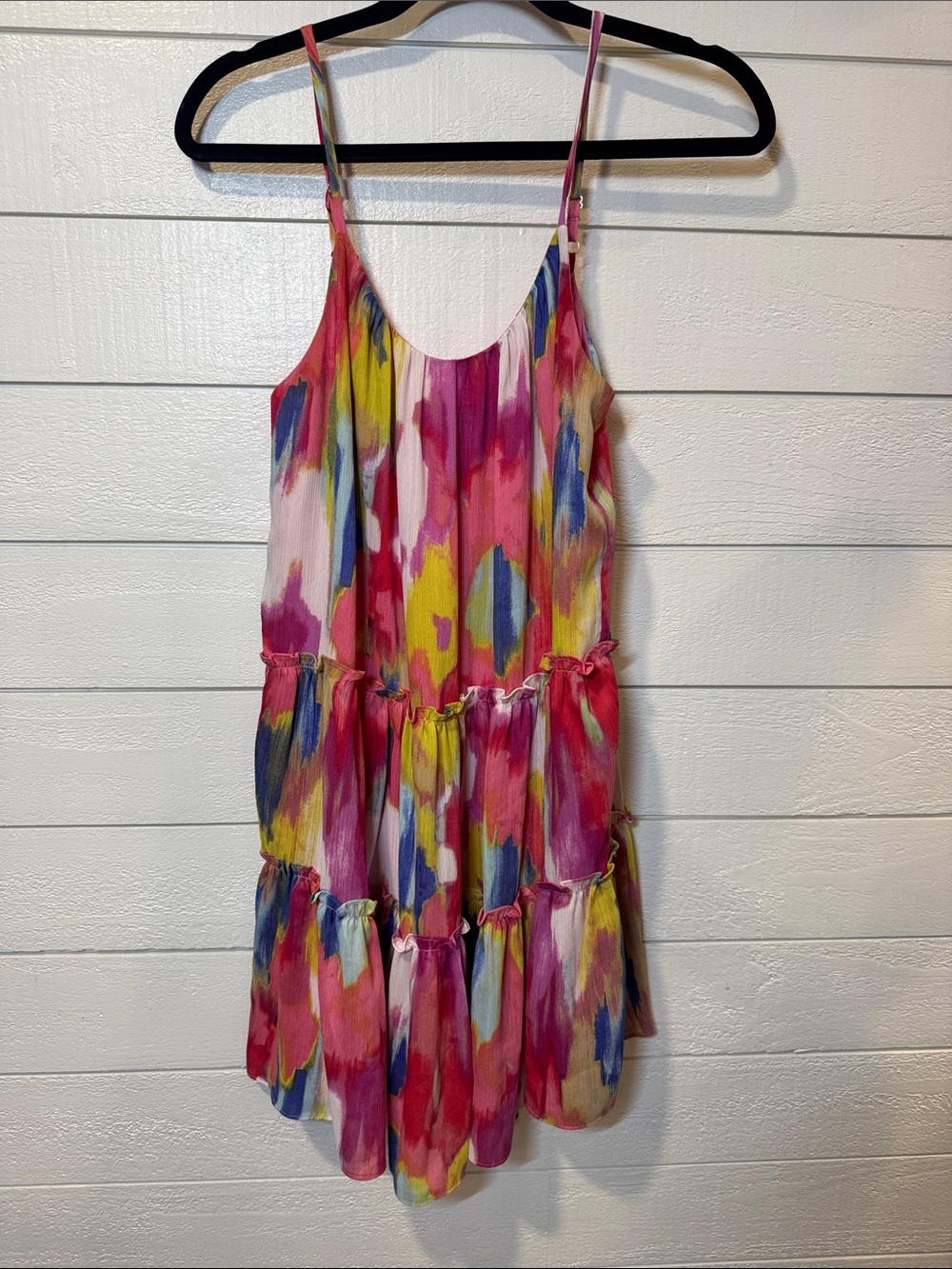 TRINA TURK- Multicolor Watercolor Tiered Sundress - small
